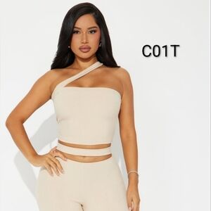 Fashion Nova Cream Cutout Jumpsuit
